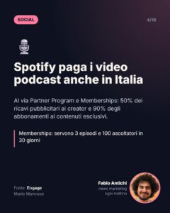 Spotify paga i video podcast anche in Italia