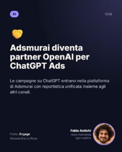Adsmurai diventa partner OpenAI per ChatGPT Ads