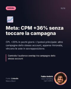 Meta: CPM +36% senza toccare la campagna